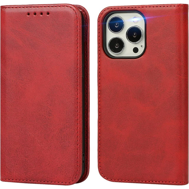 GHSDFBB étui iPhone 15 pro max avec Porte-Cartes, étui portefeuille iPhone 15 pro max pour Femmes, étui à Rabat en Cuir pour Téléphone pour Hommes, étui portefeuille pour Femmes - Rouge