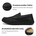 thumbnail image 2 of Men's Casual Leather Penny Loafers Lightweight Comfortable Fashion Slip-on Moccasins for Walking Business Driving Shoes Black 9 US, 2 of 7