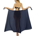 thumbnail image 5 of LA LEELA Women's Semi Sheer Sarong Swimsuit Cover Up Summer Bikini Wrap Maxi Skirt Bikini Cover-Ups M Navy, Plain, 5 of 5