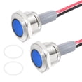thumbnail image 1 of Uxcell 2Pcs 16mm Luz Indicadora, Lámpara de Señal LED Metálica a Prueba de Agua 110V-220V AC, Azul, 1 of 6