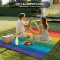 thumbnail image 4 of Rainbow Striped Outdoor Rug for Patio/Deck/Porch, Non-Slip Large Area Rug 4 x 6 Ft, Colorful Gradients Modern Abstract Art Indoor Outdoor Rugs Washable Area Rugs, Reversible Camping Rug Carpet Runner, 4 of 8