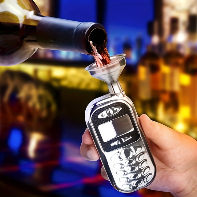 Flacon à Whisky en Forme de Téléphone en Acier Inoxydable, Élégant Contenant Portable pour Liqueur, Élégant Récipient à Alcool en Acier Inoxydable 304 avec Design Unique pour Hommes et Femmes