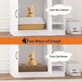thumbnail image 3 of Cat Litter Box Enclosure,Hidden Litter Box Furniture with Divider,Indoor Cat House,Wooden Cat Washroom Storage Cabinet Bench, Side End Table Nightstand, 33.07"L × 23.62"W × 23.92"H White, 3 of 7