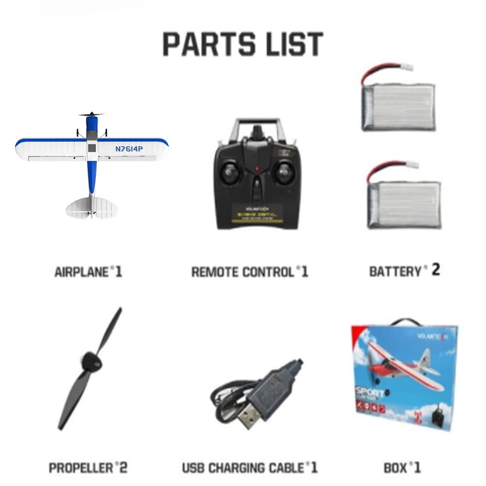 Volantex RC Plane Sport Cub 500 Glider Aircraft Aerobatic 2.4G 4CH RC Fighter RTF for Beginner Blue