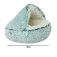 thumbnail image 2 of Calming Dog Beds & Cat Cave Bed With Hooded Cover, For Small Pets,Anti-Slip Faux Fur Fluffy Bed, Outer Diameter 40Cm - green, 2 of 5