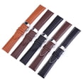 thumbnail image 1 of Correa de piel de vaca para hombre, correa de reloj universal lisa con hebilla de mariposa de doble presión, 12-24, color negro y marrón, 1 of 3