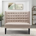thumbnail image 3 of Yongqiang Modern Upholstered Bench with Back Tufted Loveseat Settee for Dining Room Living Room Entryway Sofa Couch Banquette with Wood Legs Khaki, 3 of 6
