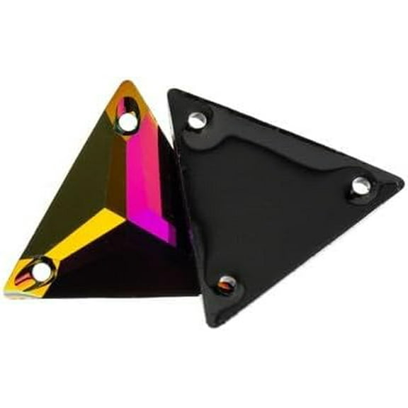 10pcs John Bead 22x22mm Rose Gold Resin Triangle Sew-On Flatback Metalico Sewing Rhinestones with Triple Holes for Crafts Clothing Fashion Design Decoration