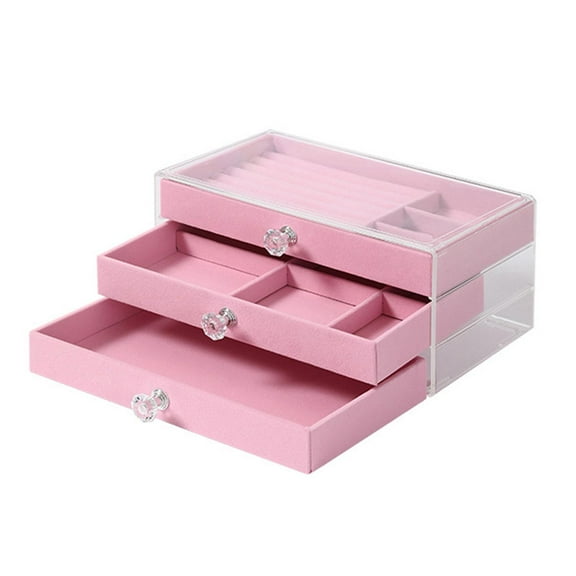 Portable Jewelry Box Mirrored Velvet Lined Jewelry Storage Case Home Travel