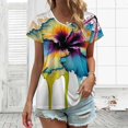 thumbnail image 3 of Abstract Floral Drip Art Women's Blouse Short Sleeve Women's Top T-Shirt Spring Summer Clothes, 3 of 7