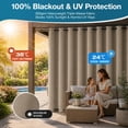 thumbnail image 2 of DONGPAI 100% Blackout Outdoor Curtains for Patio Waterproof & Windproof, Linen Texture 100 In Extra Wide Outside Curtain with Top & Bottom Grommets, Taupe, 100" x 84", 1 Panel, 2 of 6