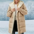 thumbnail image 2 of adviicd Womens Winter Long Coats Teddy Fleece Lined Jacket Plus Size Warm Thicken Hooded Windproof Quilted Puffer Jackets (Khaki, S), 2 of 6