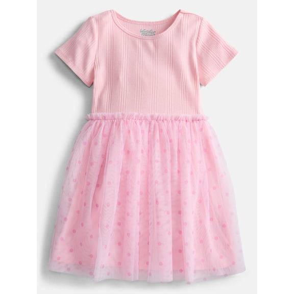 Wonder Nation Girls' Tutu Dress with Short Sleeves, Sizes 4-18