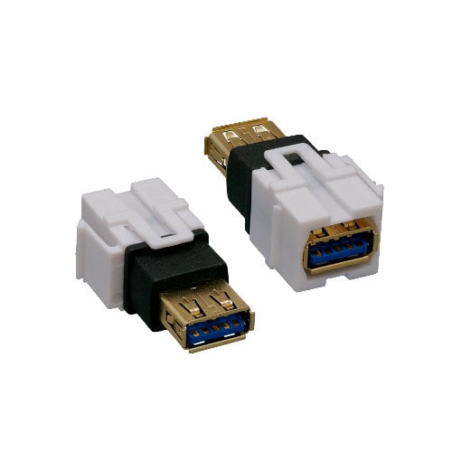 Kentek USB 3.0 Type A Keystone Feedthrough Female To Female F/F Insert Snap-in Flush Type Module For Wall Plate Patch Panel