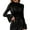 Black, variant on Women's Floral Lace Neck Long Flounce Sleeve Pullover Sheer Slim Fit Stand Collar Blouse Top