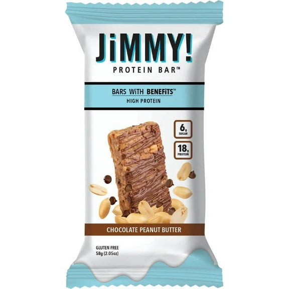 JiMMY! Chocolate Peanut Butter Protein Bars, 12 Count