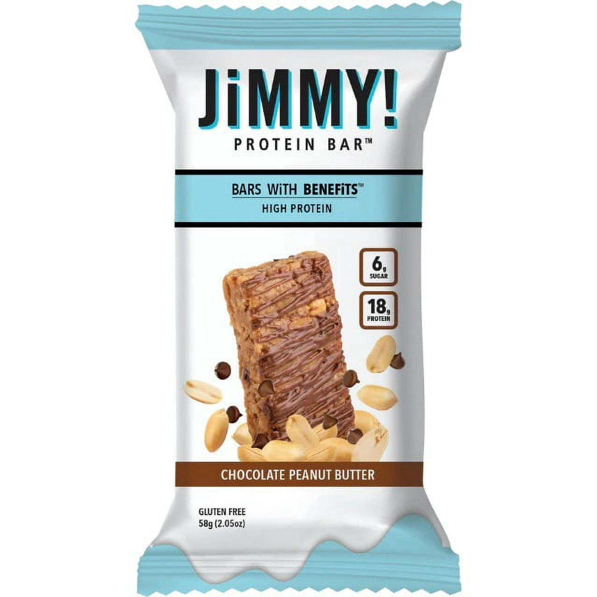 JiMMY! Chocolate Peanut Butter Protein Bars, 12 Count