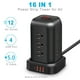 thumbnail image 4 of Toma de corriente Tower Plug Power Strip Tower 12 tomacorrientes, USB*3 Tipo-C*1, Regleta de 5.1 pies con enchufe de 45°, 2000W 13A, Protección superior contra sobretensiones, Protección contra sobre, 4 of 7