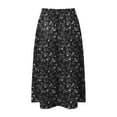 thumbnail image 4 of vigerkar Women's High Elastic Waist Midi Skirt Casual Summer Trendy Tie Front Flowy Ruffle Floral Print A line Skirts 2025 Black, M, 4 of 6