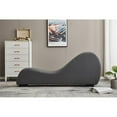 thumbnail image 3 of Pemberly Row Yoga Chaise Lounge, Sofa Couch for Bedroom, Easy to Clean Faux Leather Chair, Grey, 3 of 6