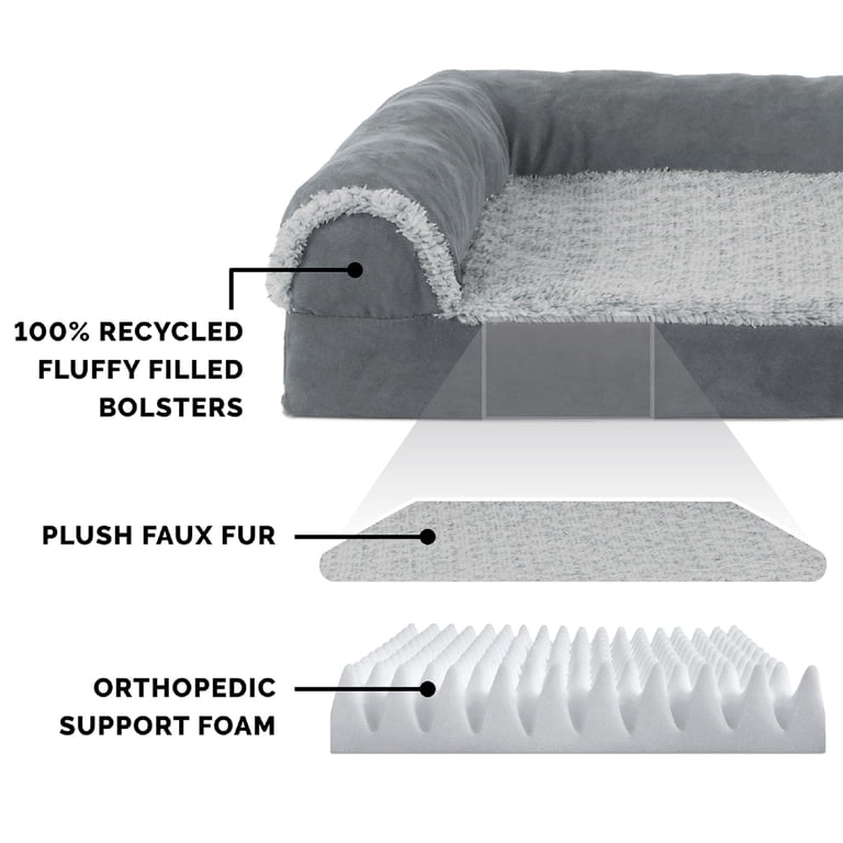 FurHaven Orthopedic L-Shaped Chaise Dog Bed, Gray photo 5
