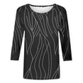 thumbnail image 4 of Moxiu 3/4 Sleeve Tshirts Shirts for Women Vintage Flowers T Shirt Crew Neck Going Out Tops Elbow Length Sleeve Graphic Tees 2025 Dark Gray,S, 4 of 9