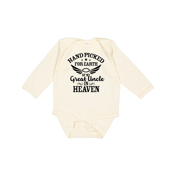 Inktastic Handpicked for Earth by My Great Uncle in Heaven Boys or Girls Long Sleeve Baby Bodysuit