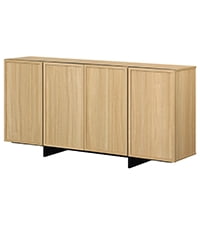 WAMPAT Modern TV Stand - Entertainment Center Console for 70" TVs, with 4 Closed Storage Doors & T-Shaped Wood Legs, Media Cabinet for Living Room & Bedroom，Oak