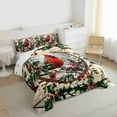 thumbnail image 3 of Feelyou Red Robin Bird Queen Comforter Set, Winter Snow Plant Bedding Sets, Merry Christmas Reversible Bedding Comforter Set, Microfiber Bedroom Decor, 3 Pieces, 3 of 8