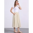thumbnail image 2 of DARING DIVA Women's Elastic Waist A Line Casual Summer Midi Skirt with Pockets M Khaki, 2 of 6