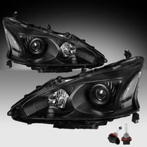 For 2013-2015 Nissan Altima Sedan Black Headlights Assembly Lamps w/Bulbs Pair