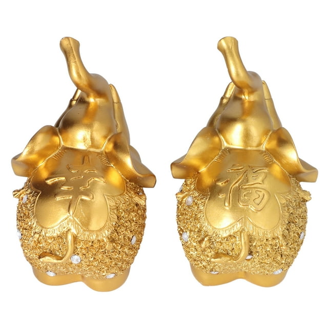 Artesanía de elefantes, 2 piezas de estatua de elefante, decoración de elefante dorado, adorno de elefante, claridad notable
