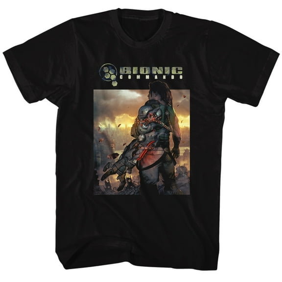 Bionic Commando The World Burn Black Adult T-Shirt