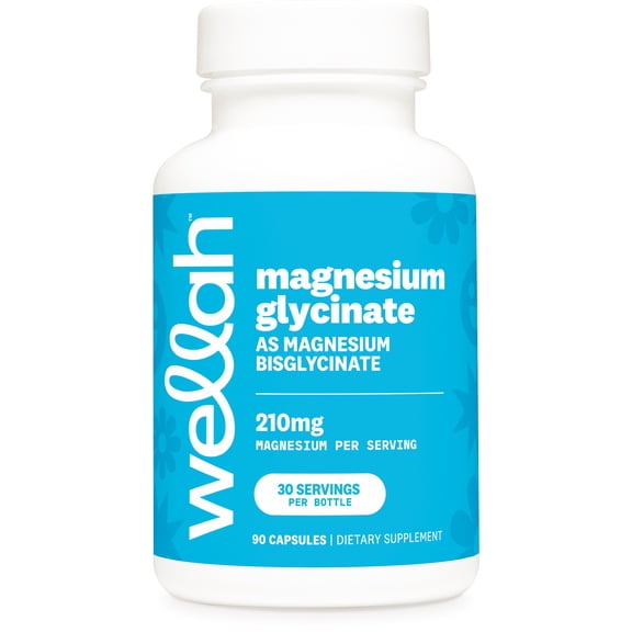 Wellah Magnesium Glycinate (210mg) 90 Capsules - High Absorption, As Magnesium Bisglycinate, 30 Servings