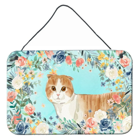Carolines Treasures CK3397DS812 Scottish Fold Spring Flowers Wall or Door Hanging Prints 8x12 multicolor