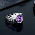 thumbnail image 5 of Gem Stone King 4.60 Cttw Amethyst Ring for Men in 925 Sterling Silver | Gemstone Birthstone | Oval 12X10MM | Available in Size 7,8,9,10,11,12,13, 5 of 6