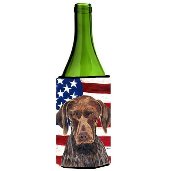 Usa American Flag With German Shorthaired Pointer Wine bottle sleeve Hugger - 24 oz.