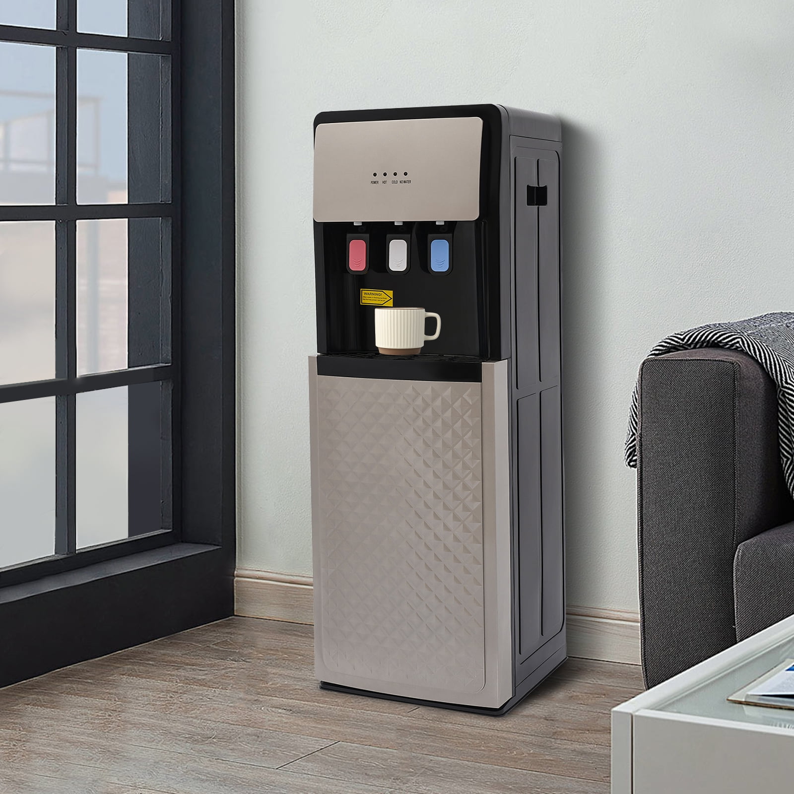 Bottom Loading Water Dispenser with Detachable Water Collection Box, Hot & Cold Standing Water Cooler Dispenser