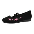 thumbnail image 6 of Mepaouo Women's Flat Shoes Round Toe Embroidery Dressy Mary Jane Stretch Strap Low Wedge Work Flats, 6 of 7