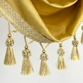thumbnail image 3 of DriftAway Velvet Waterfall Draped Curtain Valance for Living Room Boho Super Soft Home Decoration with Handmade Tassels for Kitchen Single Window Drape for Bedroom W59XL48 Inches Gold Yellow, 3 of 8