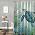 thumbnail image 2 of Orinice Sea Turtle Shower Curtain, Blue Teal Ocean Beach Decor Bathroom Curtains, Nautical Coastal Fish Beachy Summer Animal Seashell Kids Theme Waterproof Fabric Shower Curtain Set with Hook,  69x72, 2 of 7