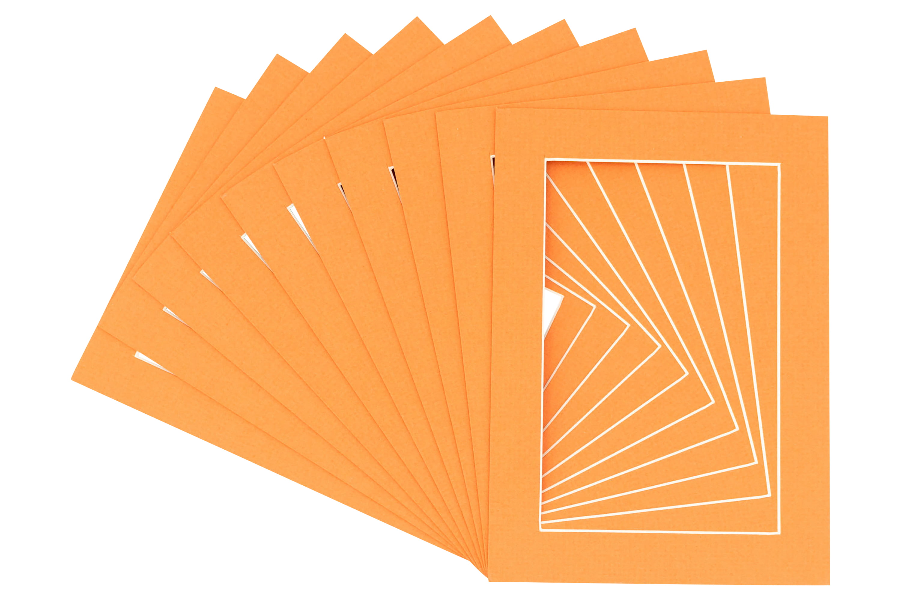 Pack of 10 8x10 Orange and Black Double Picture Mats Cut for 5x7 Pictures 