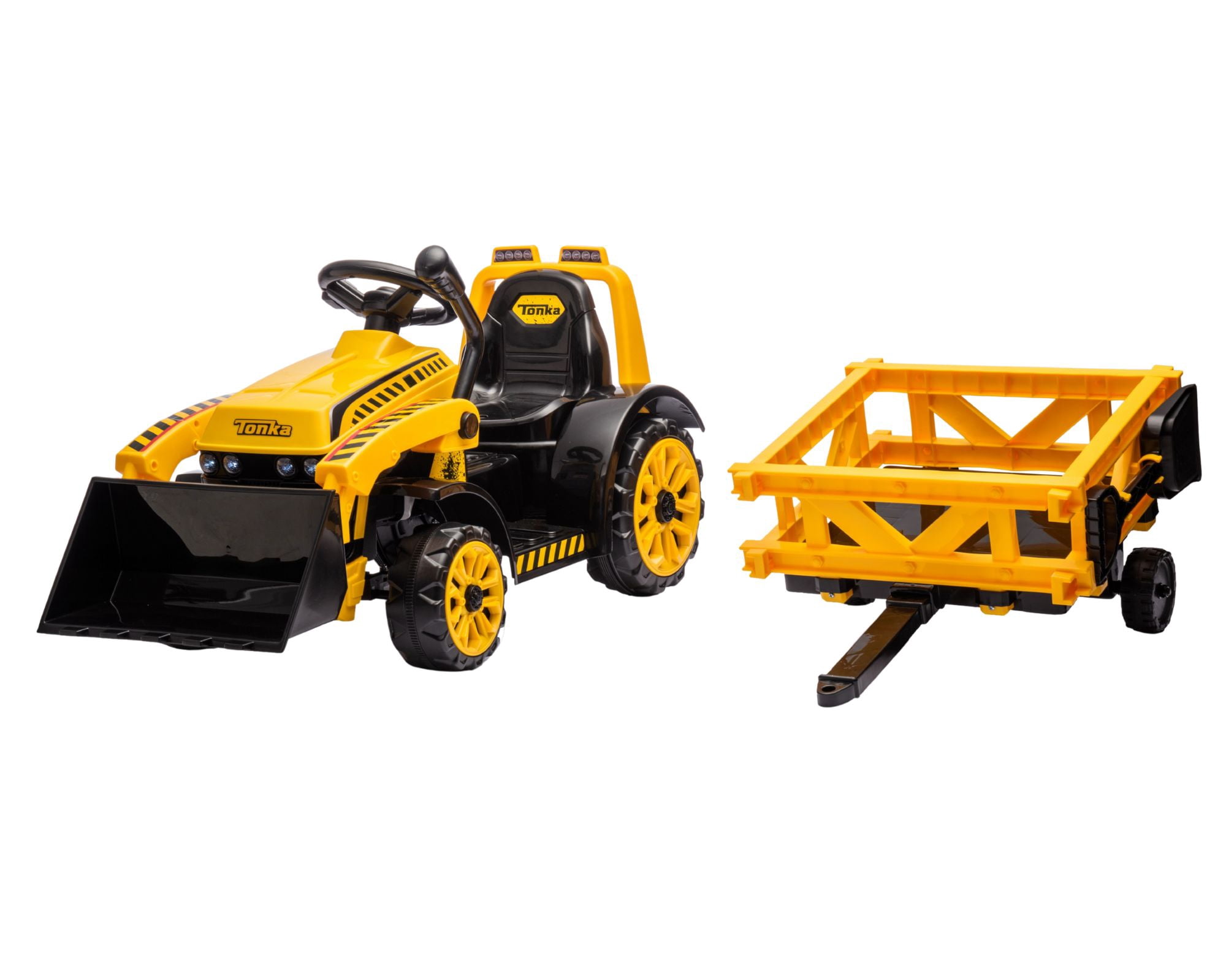 Best Ride On Cars Tonka 6V Construction Tractor Ride-On with Trailer and Working Loader for Kids