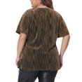 thumbnail image 4 of Agnes Orinda Women's Plus Size Blouses V Neck Metallic Short Sleeve T-Shirt Party Tops 2X Gold, 4 of 7