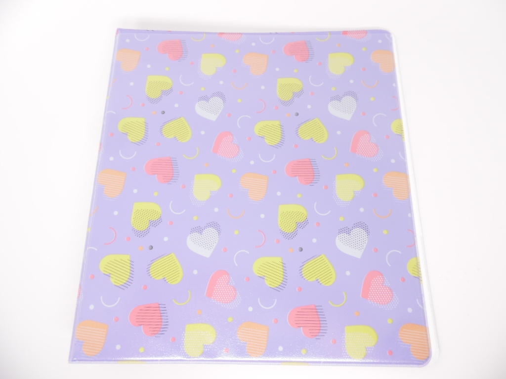 More Than Magic Happy Hearts Purple 1' D-Ring Binder 3-Ring Multi Colored Hearts
