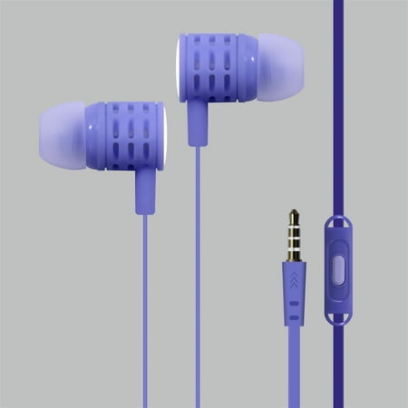 High Definition Sound 3.5mm Stereo Earbuds/ Headphone for Xiaomi Redmi Note 7, Redmi Go, Mi Play, alcatel 1c (2019), BLU Studio X8 HD (2019) (Purple) - w/ Mic + MND (Best Headphones Studio 2019)