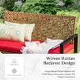 thumbnail image 4 of Alpha Joy 4 Piece Wicker Outdoor Patio Conversation Set, Brown & Red, 4 of 11