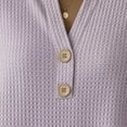 thumbnail image 4 of Women's Solid Color Long Sleeve V-Neck Button Down Pullover Casual Fashionable Top, 4 of 5