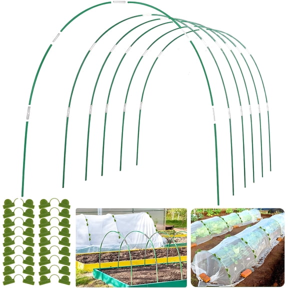 KORALAKIRI 36pcs Garden Greenhouse Hoops for Raised Beds, Grow Tunnel with Rust-Free Coated Fiberglass, Detachable DIY Plant Hoops Support Frame Stakes for Bird Netting, Row Covers