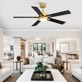 thumbnail image 3 of 52-in Black Color-changing Indoor Chandelier Ceiling Fan with Light and Remote (5-Blade) Gold, 3 of 5
